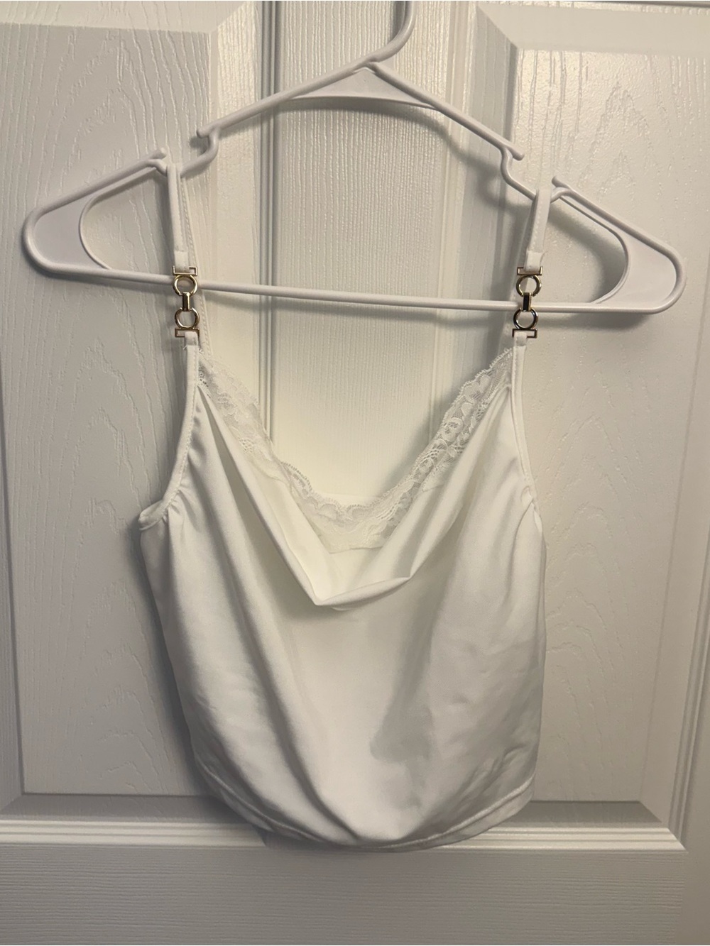 SHEIN White Lace Cowl Neck Cami Top